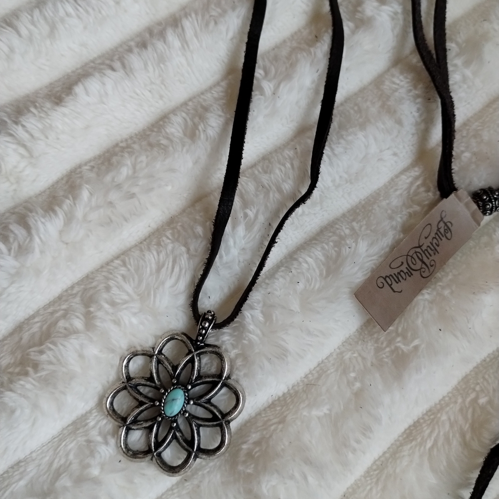 Lucky Brand Turquoise Flower Necklace